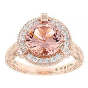 Judith Ripka 3.43CT Morganite and Bella Luce 14K Rose Gold Clad Redoga Ring 10